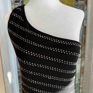 Philosophy One-Shoulder Black Studded Dress